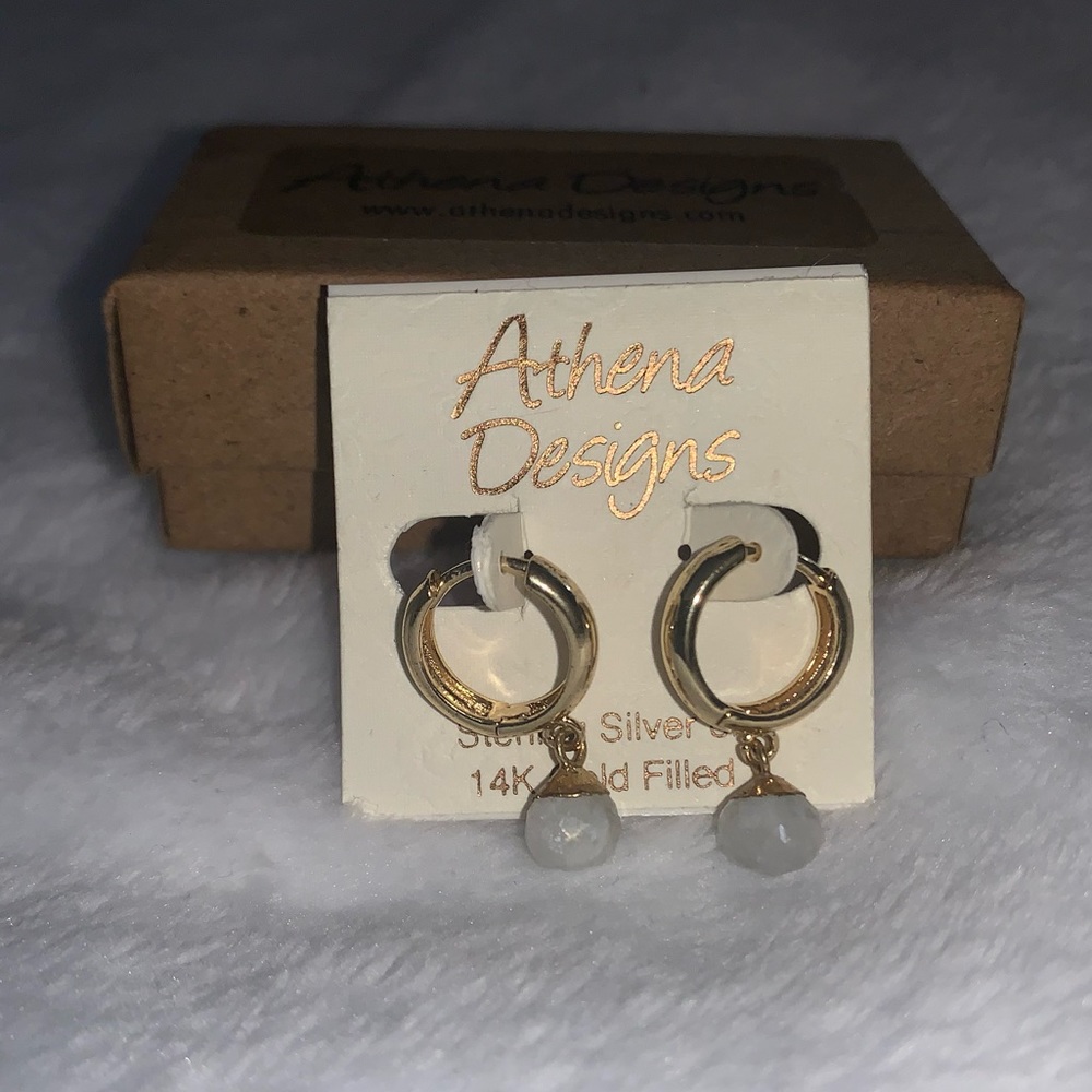 NWT Athena Designs Small Hoop Earring w/Gemstones
